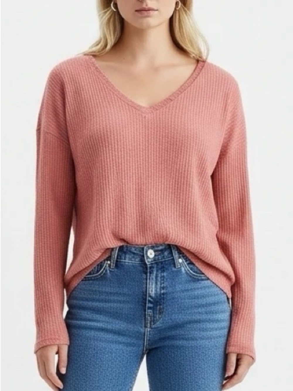 Wild Fable Coral Pink Waffle Knit Sweater